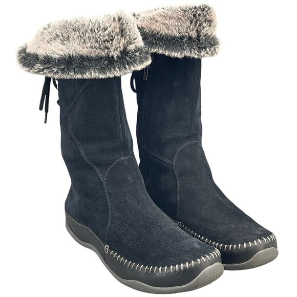 The North Face Black Janey Apres Snow Moccasin Boots Primaloft Insulated 10 - Picture 1 of 11